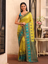 Green Kanjeevaram Silk Blend Woven Design Zari Saree With Blouse Piece