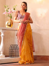 Gold Embellished Sequinned Organza Saree With Blouse Piece