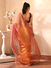 Gold Embellished Sequinned Organza Saree With Blouse Piece