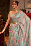 Powder Blue Pashmina Saree