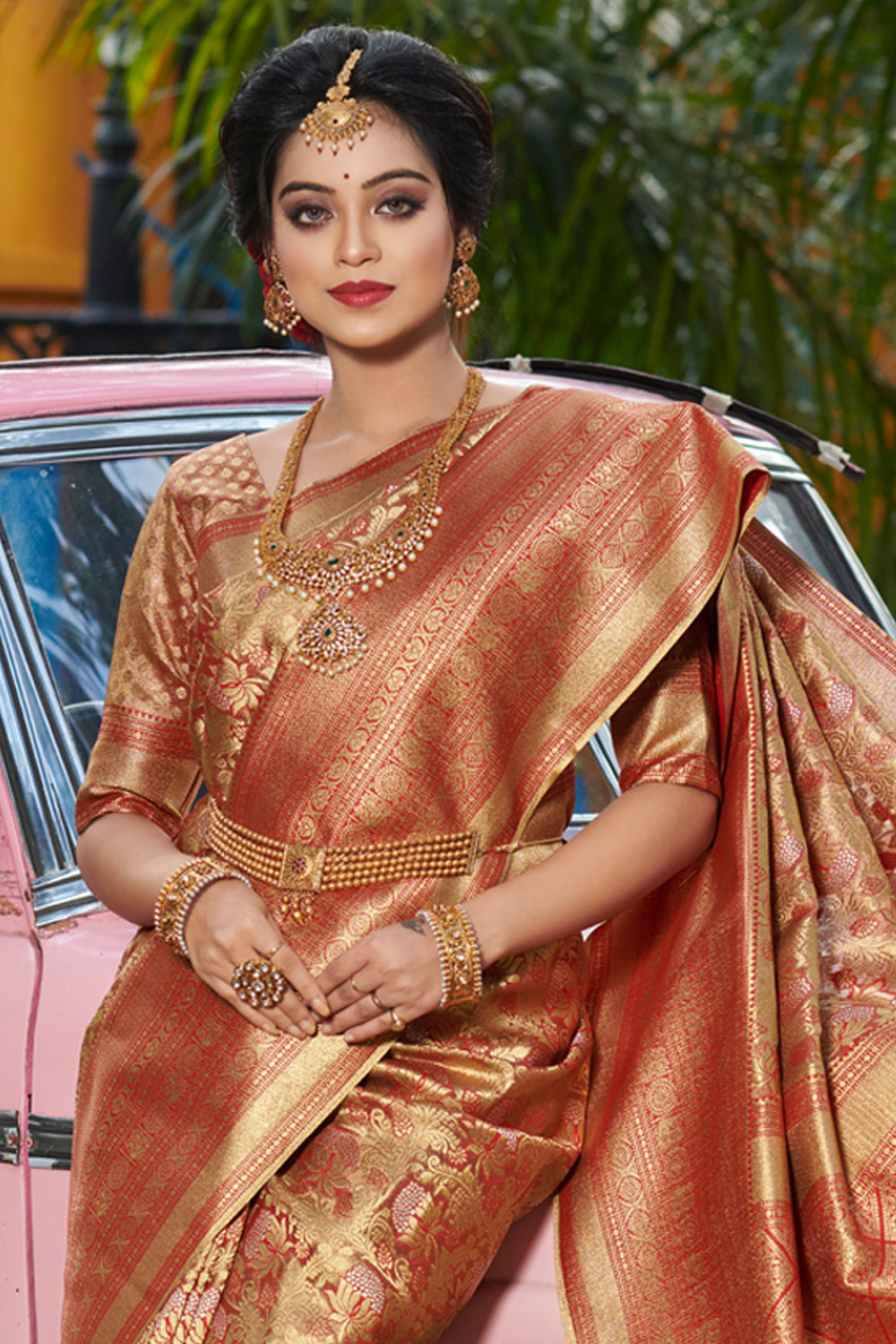 Golden Brown Kanjivaram Saree