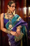 Royal Blue And Green Banarasi Saree