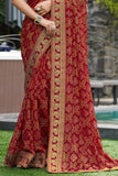 Dark Maroon Georgette Saree