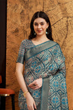 Grey Silk Geometric Printed Zari Saree