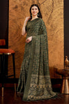 Green Silk Ethnic Motifs Printed Saree