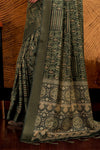 Green Silk Ethnic Motifs Printed Saree