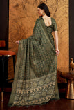 Green Silk Ethnic Motifs Printed Saree