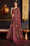 Maroon Silk Paisley Printed Saree