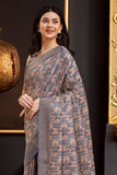 Peach Silk Floral Printed Zari Saree