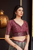Dark Green & Maroon Silk Ethnic Motifs Printed Saree