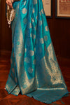 Cyan Blue Banarasi Saree