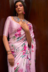 Blush Pink Satin Crepe Saree