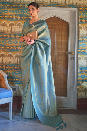 Sage Green Kanjivaram Saree