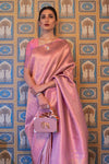 Flamingo Pink Kanjivaram Saree