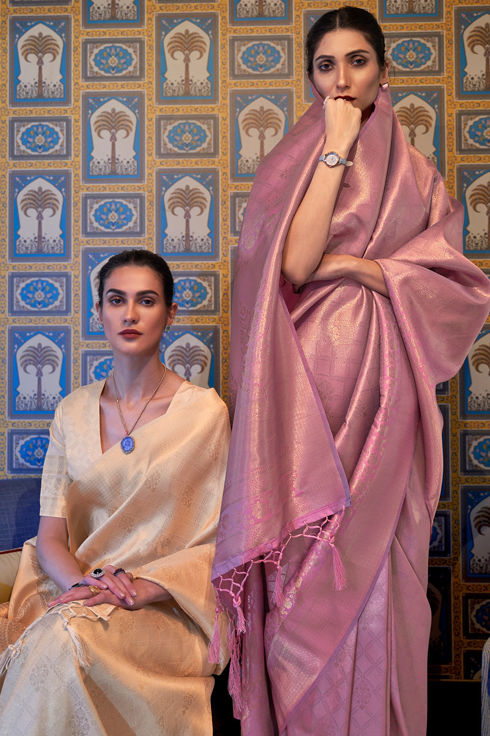 Flamingo Pink Kanjivaram Saree