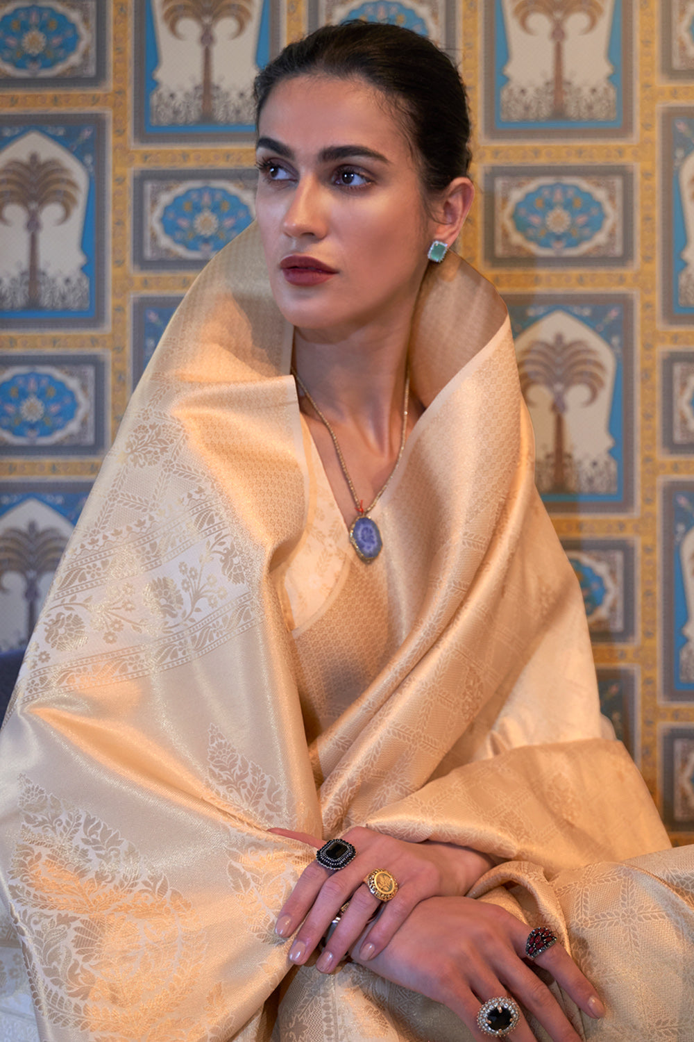 Buttermilk Beige Kanjivaram Saree