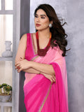 Pink Georgette Saree With Blouse Piece