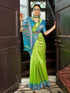 Green Raw Silk Festive Wear Saree With Blouse Piece