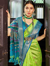 Green Raw Silk Festive Wear Saree With Blouse Piece