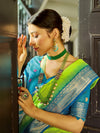 Green Raw Silk Festive Wear Saree With Blouse Piece