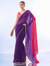 Purple & Pink Chiffon Saree With Blouse Piece