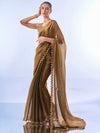 Metallic Gold Organza Saree With Blouse Piece