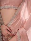 Peach Organza Saree With Blouse Piece