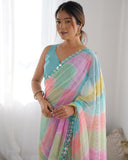 Multicolor Georgette Designer Printed Saree Saree With Blouse Piece