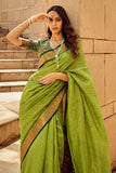 Green Banarasi Patola Silk Saree With Blouse Piece