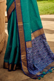 Blue Banarasi Patola Silk Saree With Blouse Piece