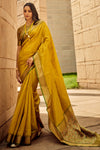 Yellow Banarasi Patola Silk Saree With Blouse Piece