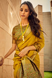 Yellow Banarasi Patola Silk Saree With Blouse Piece