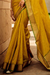 Yellow Banarasi Patola Silk Saree With Blouse Piece