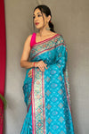 Cyaan Blue Patola Saree