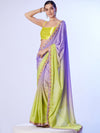 Multicolor Chinon Digital Printed Saree With Designer Lace And Unstitched Blouse