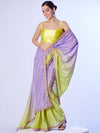 Multicolor Chinon Digital Printed Saree With Designer Lace And Unstitched Blouse