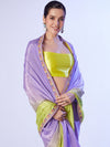Multicolor Chinon Digital Printed Saree With Designer Lace And Unstitched Blouse