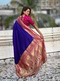 Blue Soft Silk Saree With Blouse Piece