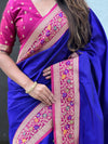 Blue Soft Silk Saree With Blouse Piece