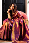 ROSHNI BHATIA in Wine Purple Woven Kanjivaram Saree