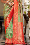Green And Red Banarasi Saree