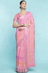 Pink Dola Silk Saree With Blouse Piece