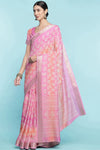 Pink Dola Silk Saree With Blouse Piece