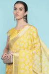 Yellow Dola Silk Saree With Blouse Piece