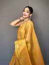 Yellow Silk Festive Wear Saree With Blouse Piece