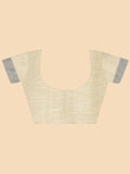 Beige Pure Linen Blend Saree With Blouse Piece