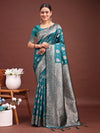 Sea Green Banarasi Silk Saree With Blouse Piece