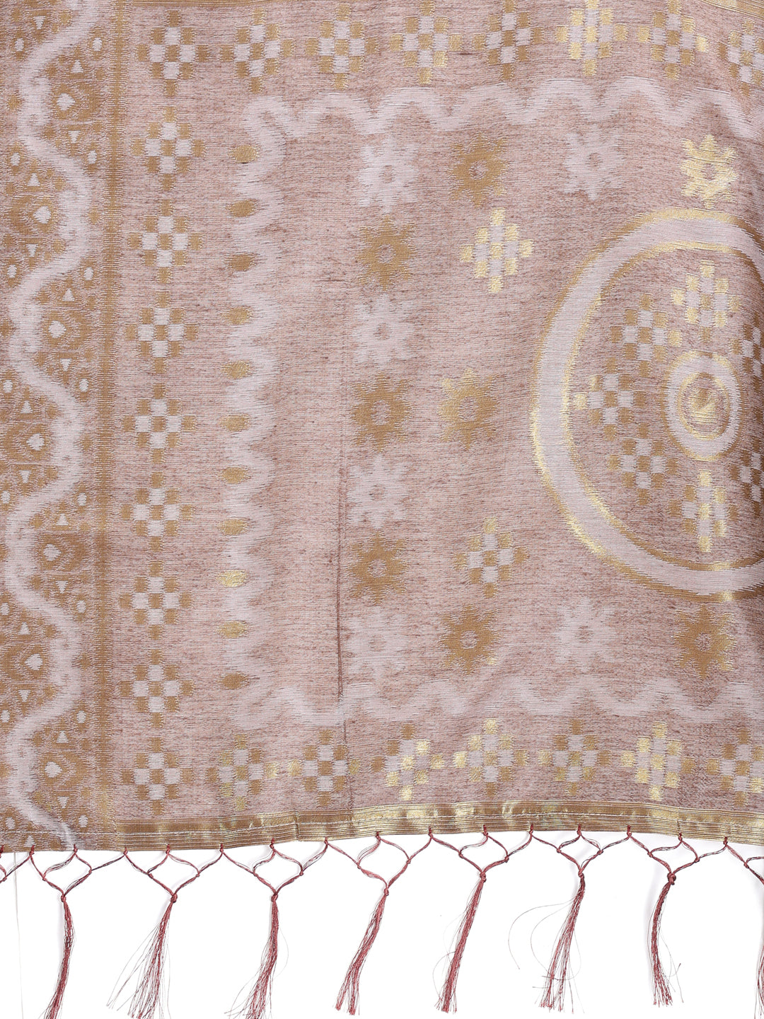 Pink Linen Cotton Saree With Blouse Piece