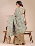 Beige Cotton Saree With Blouse Piece