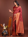 Maroon Banarasi silk Saree With Blouse Piece